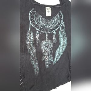 Vocal Black Top with Blue Embellishments